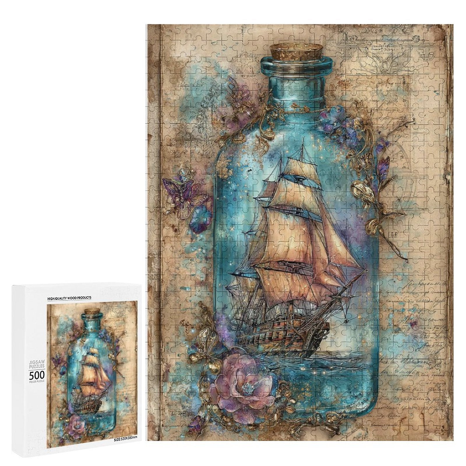 Ship in a Bottle Wooden Puzzle