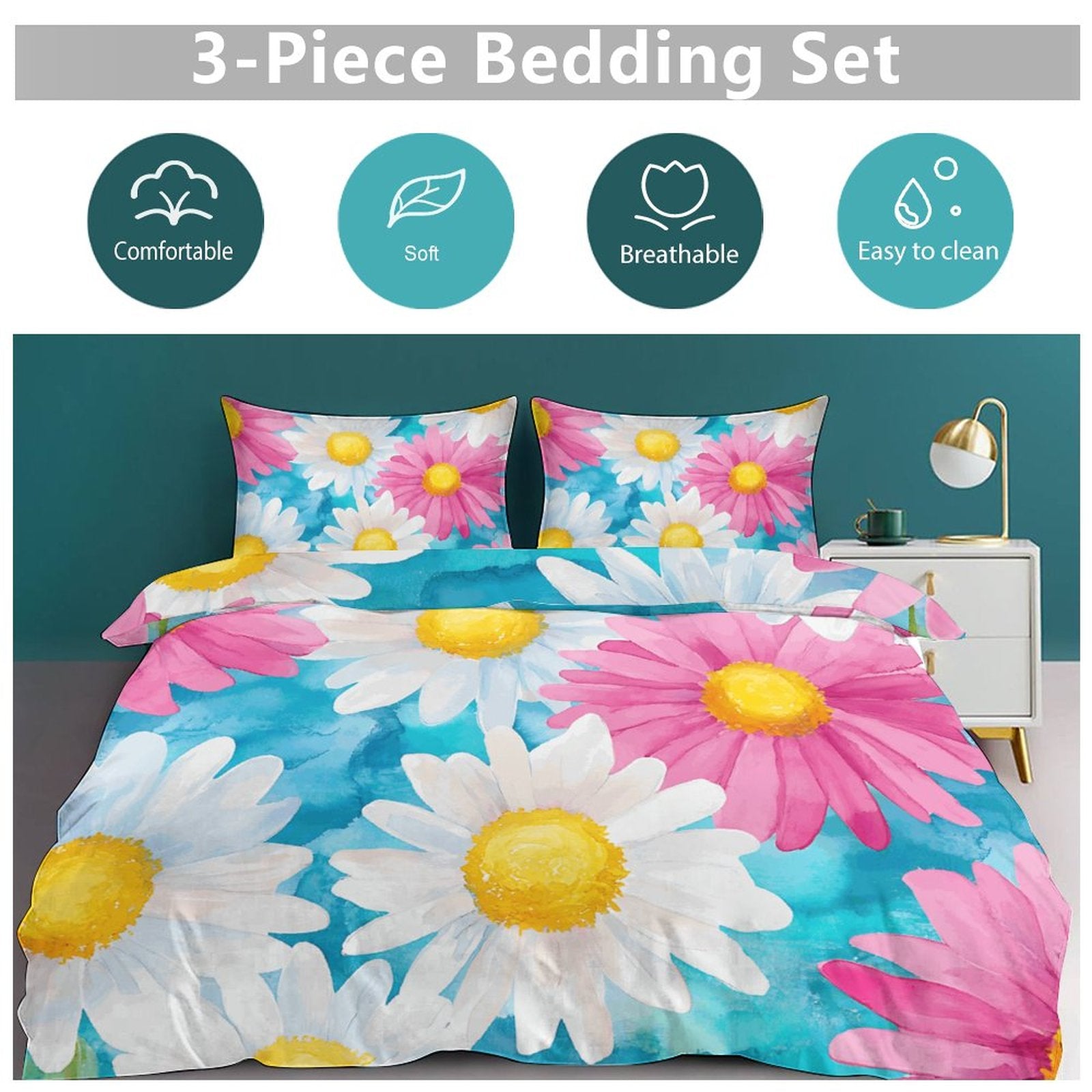 Queen 3-Piece Bedding Set-90"x90"/ 229x229cm