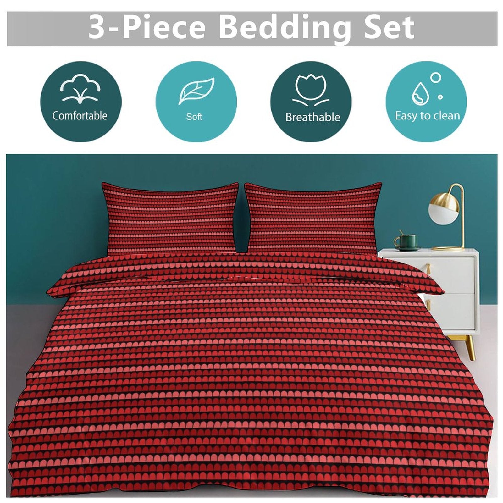 Queen 3-Piece Bedding Set-90"x90"/ 229x229cm