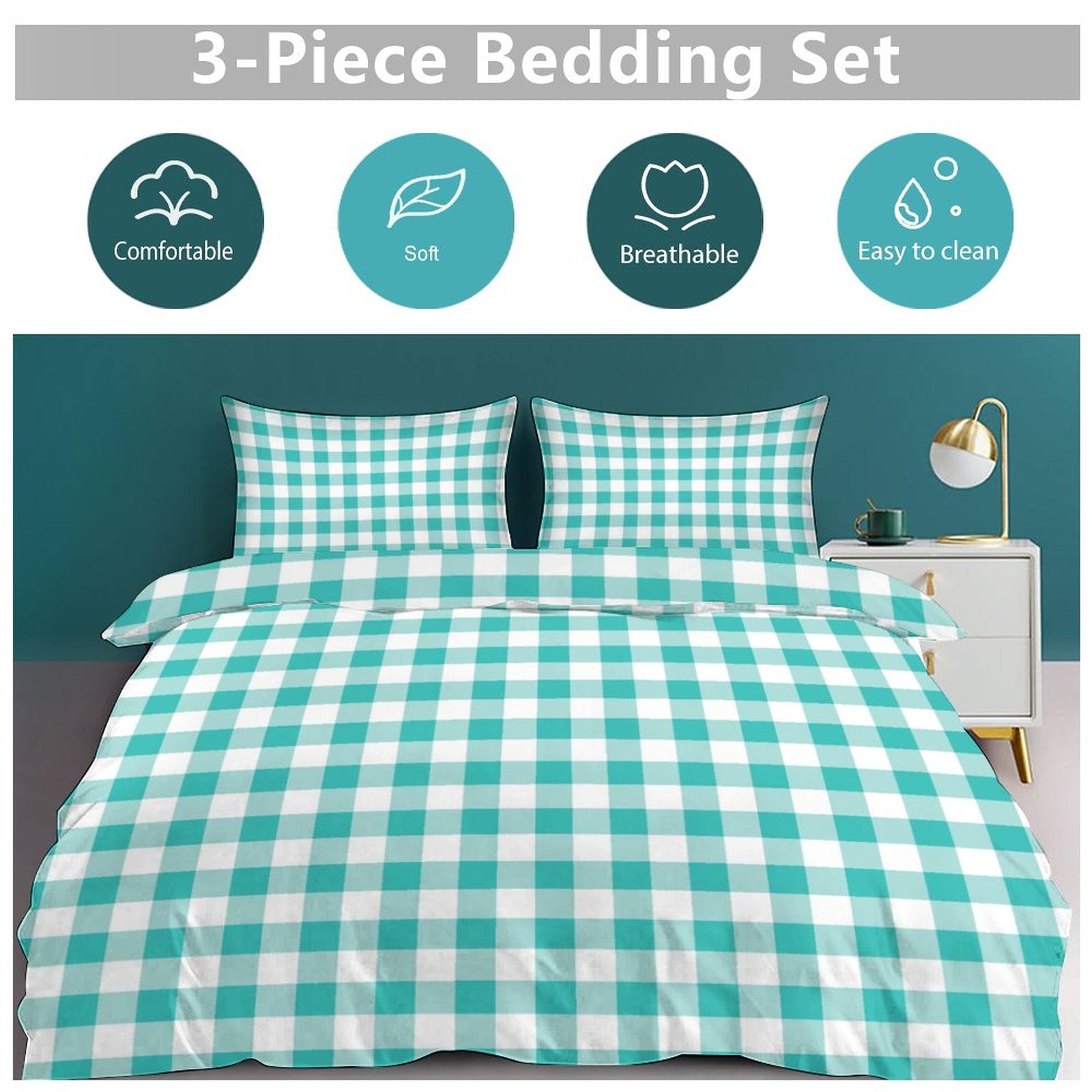 Queen 3-Piece Bedding Set-90"x90"/ 229x229cm