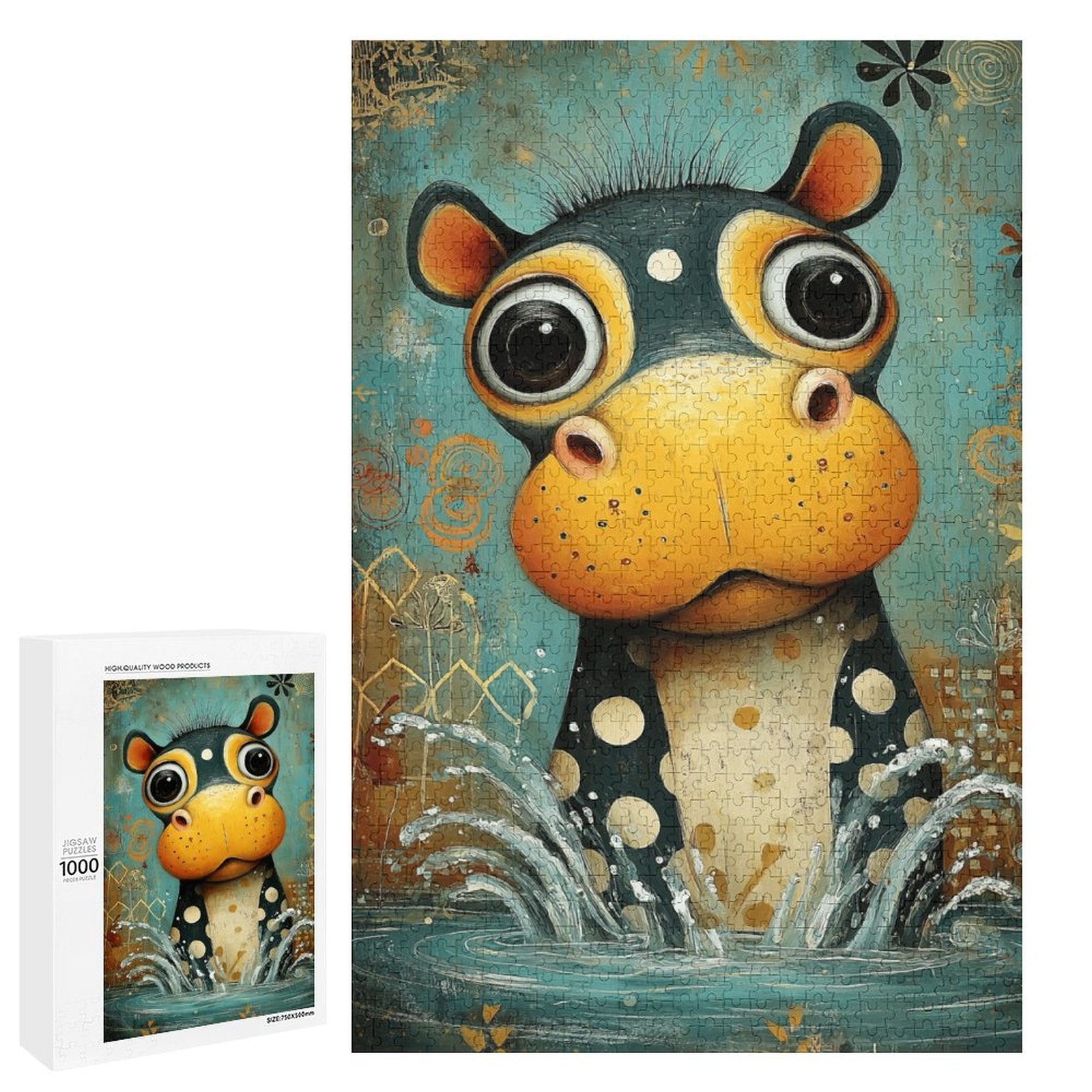 Splashing Hippo Wooden Puzzle