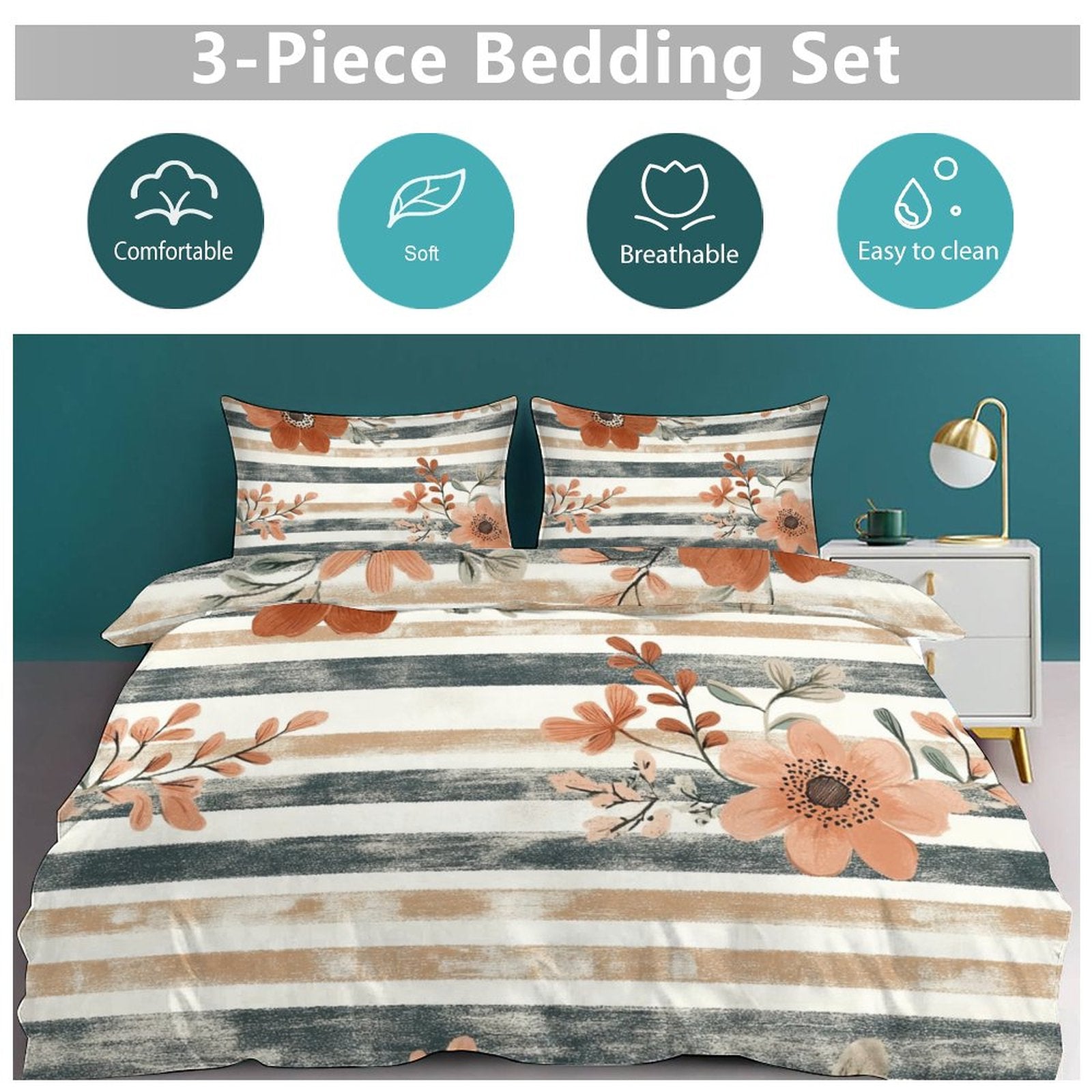 King 3-Piece Bedding Set-102"x90"/ 259x229cm