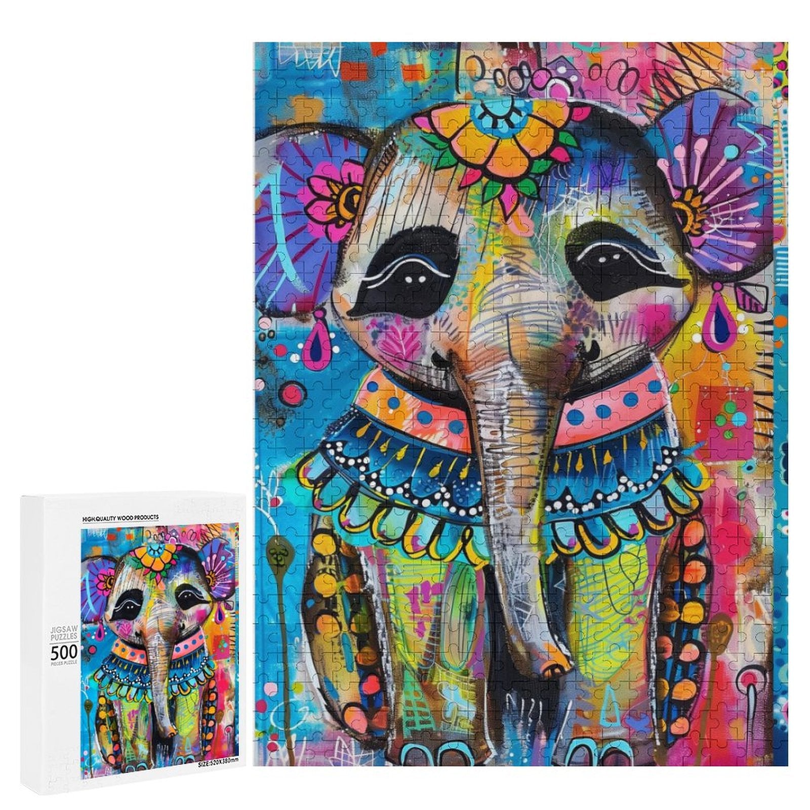 Colorful Elephant Wooden Puzzle