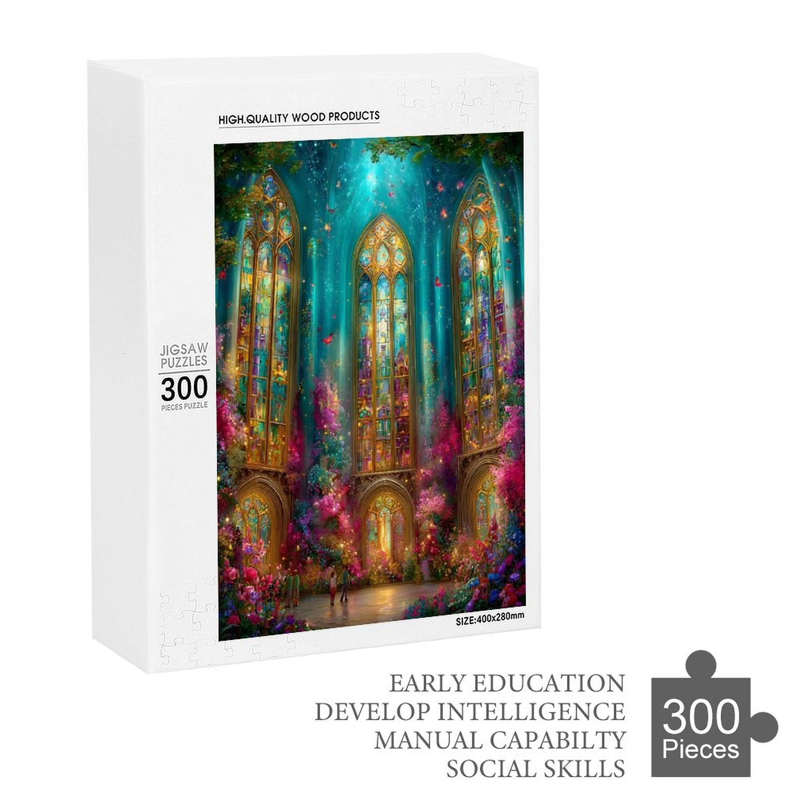 Iridescent stained glass windows Wooden Puzzle