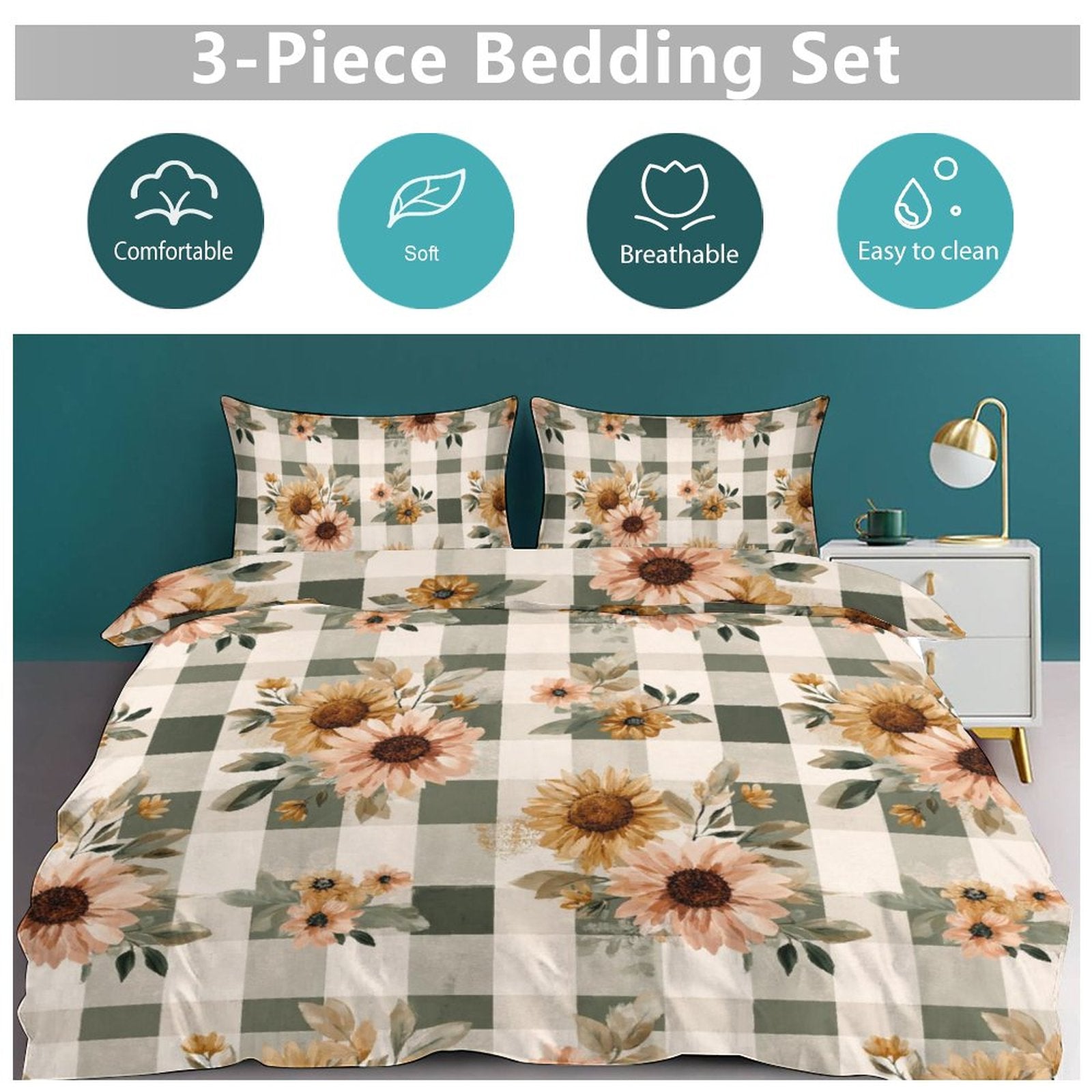 Full 3-Piece Bedding Set-86"×70"/ 218×177cm