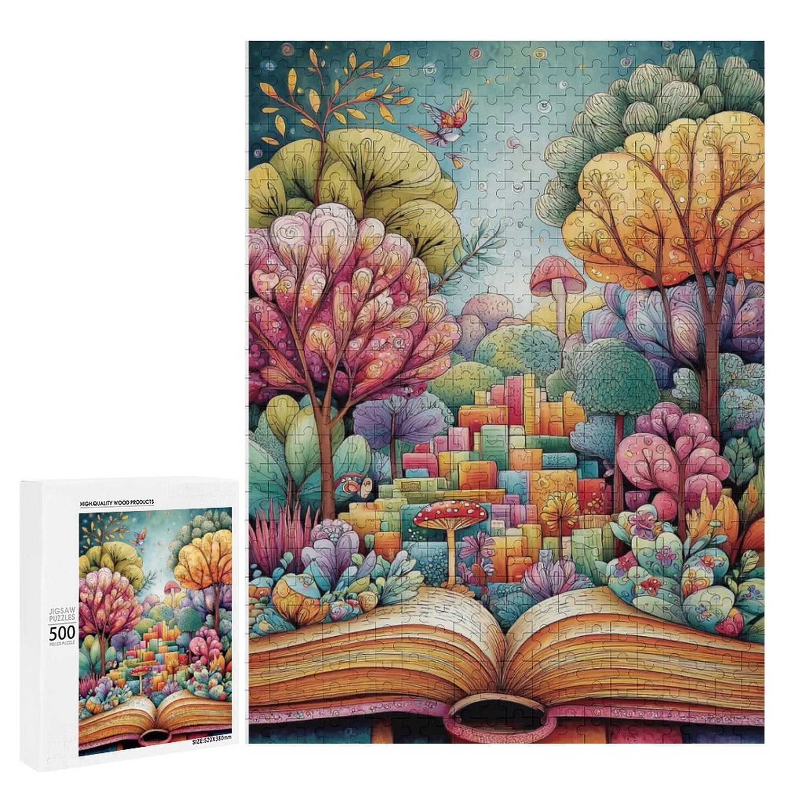 Colorful Books Wooden Puzzle