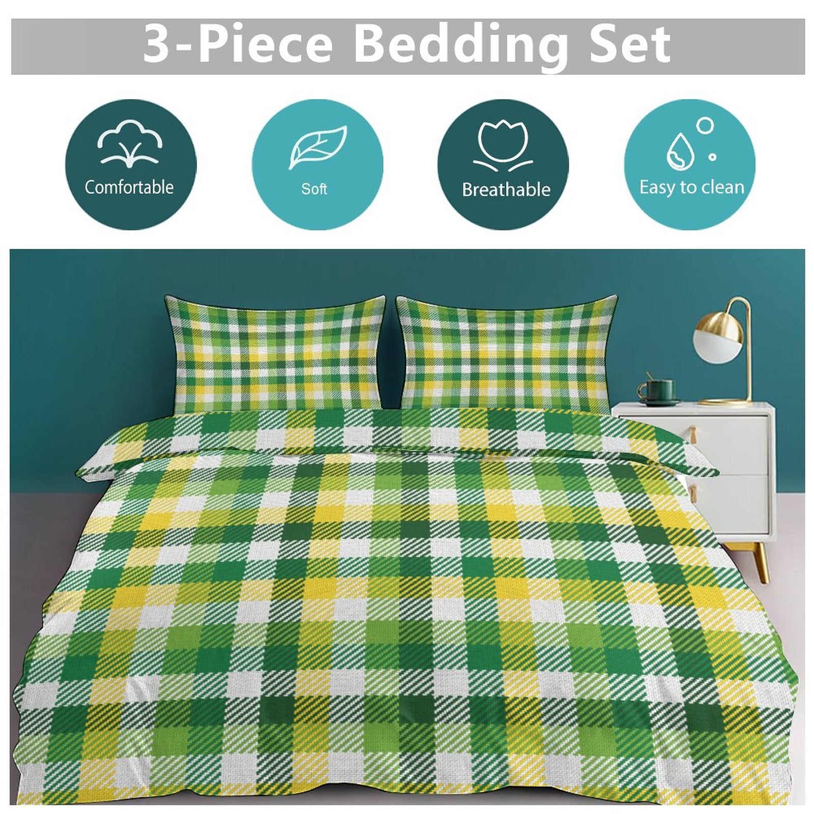 Queen 3-Piece Bedding Set-90"x90"/ 229x229cm