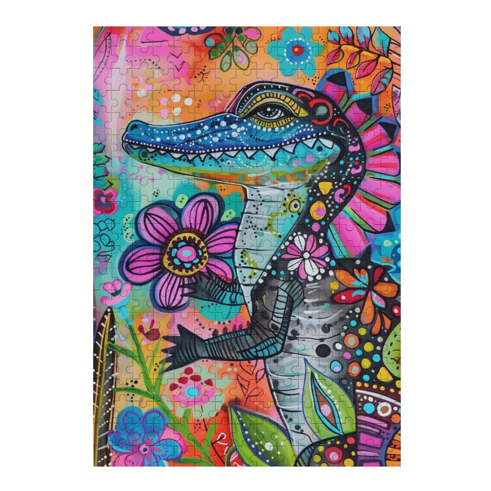 Floral Alligator Wooden Puzzle