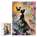 Colorful Butterfly Lady Silhouette Wooden Puzzle