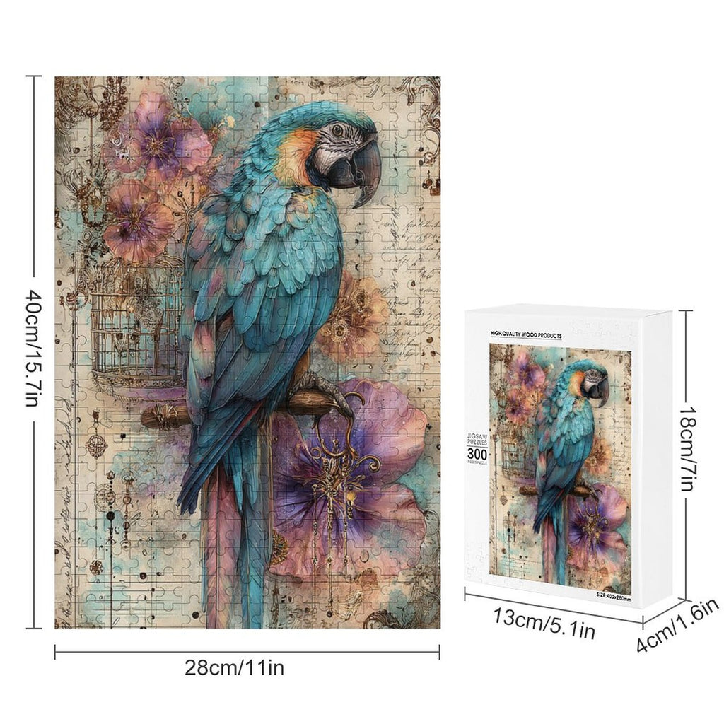 Parrot and Hibiscus Wooden Puzzle