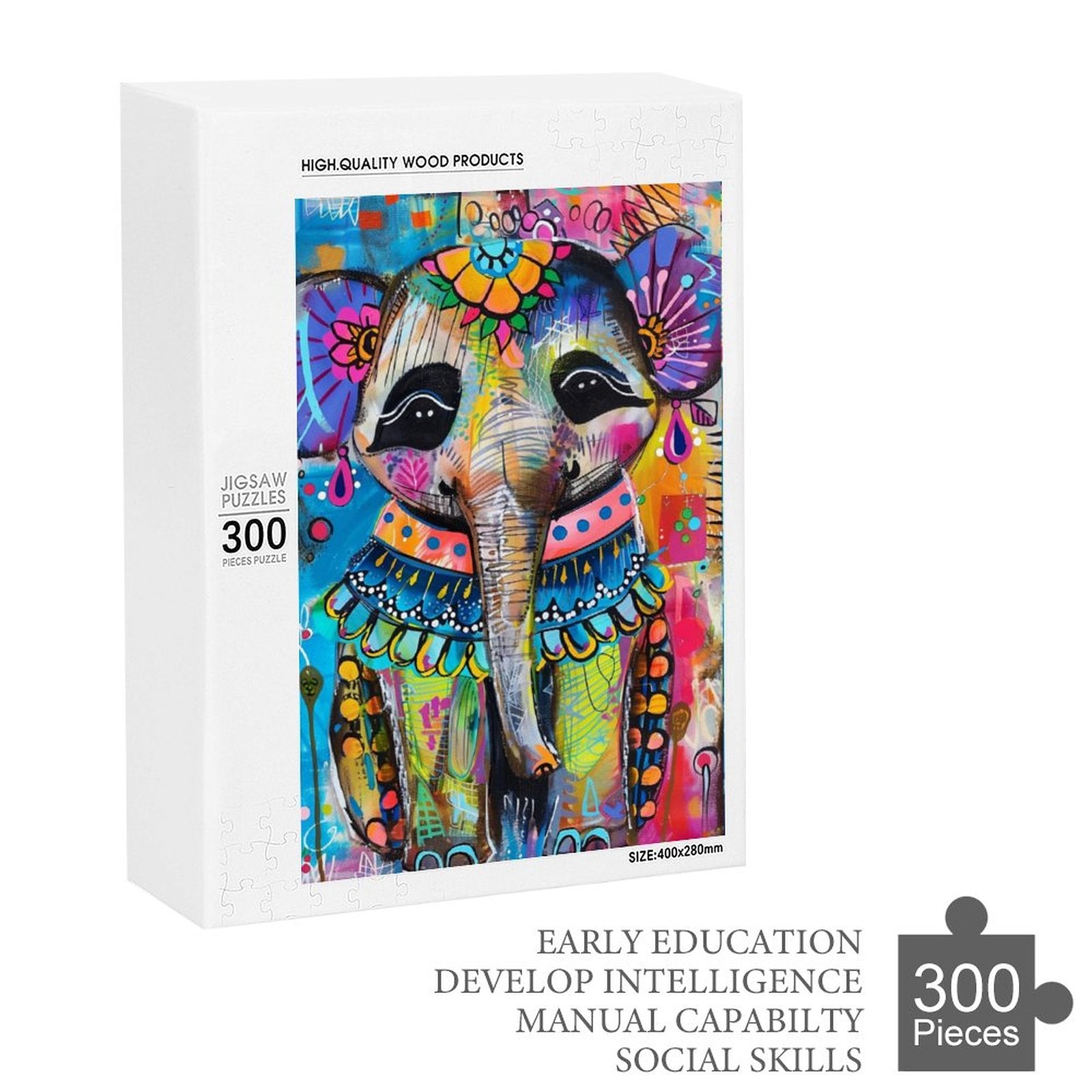 Colorful Elephant Wooden Puzzle