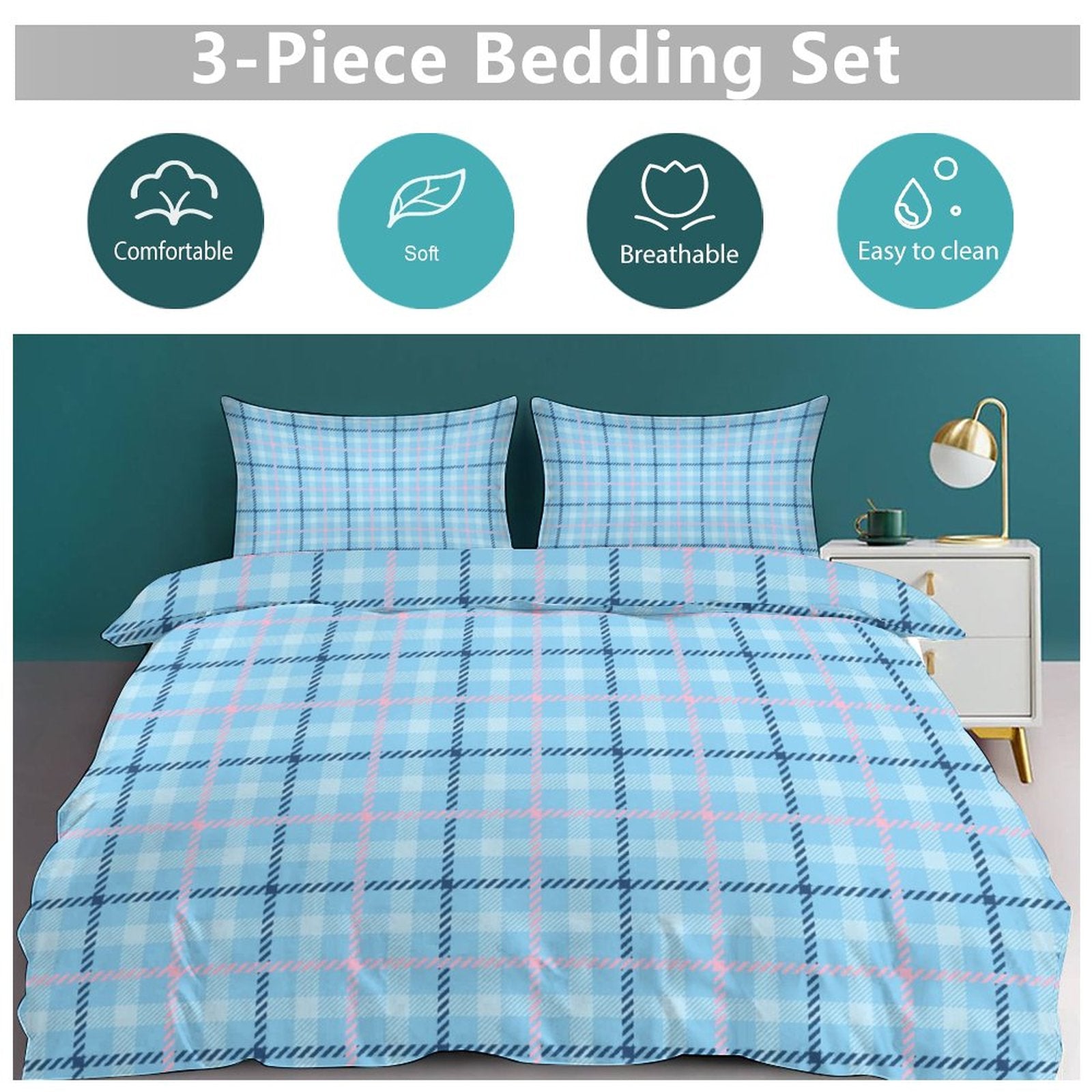 King 3-Piece Bedding Set-102"x90"/ 259x229cm