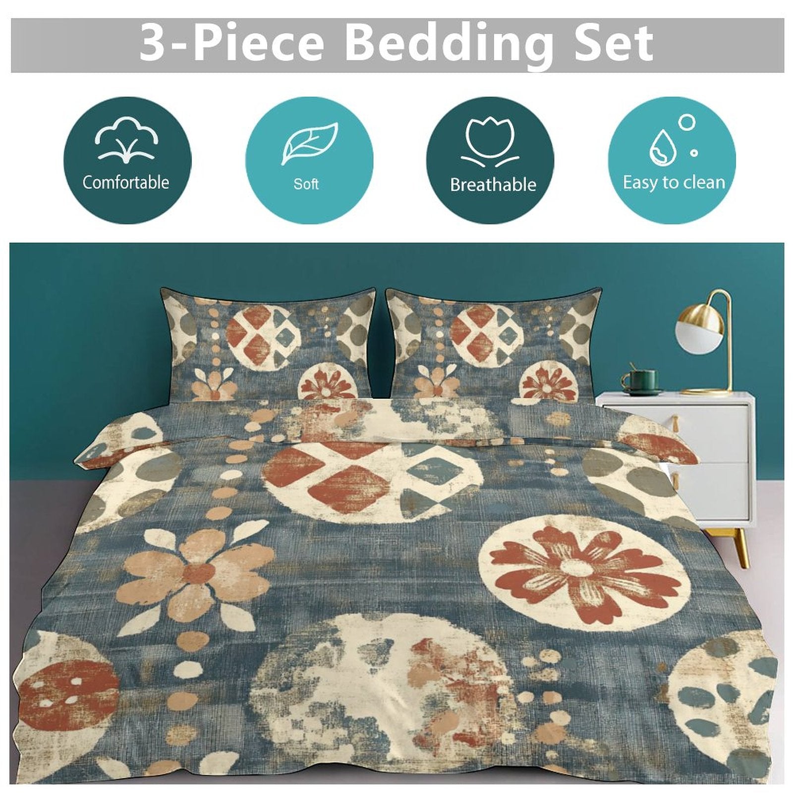 Full 3-Piece Bedding Set-86"×70"/ 218×177cm