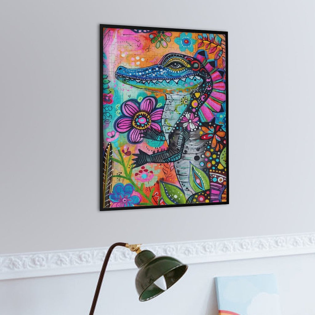 Floral Alligator Wooden Puzzle