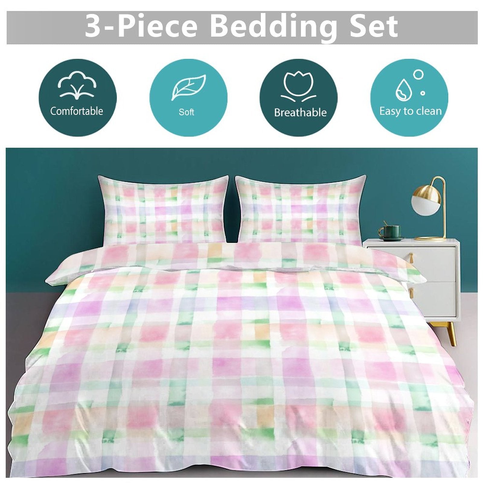Queen 3-Piece Bedding Set-90"x90"/ 229x229cm