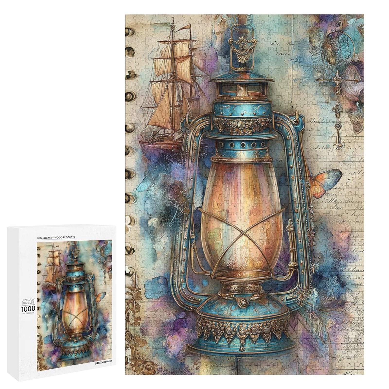 Ship and Lantern Wooden Puzzle