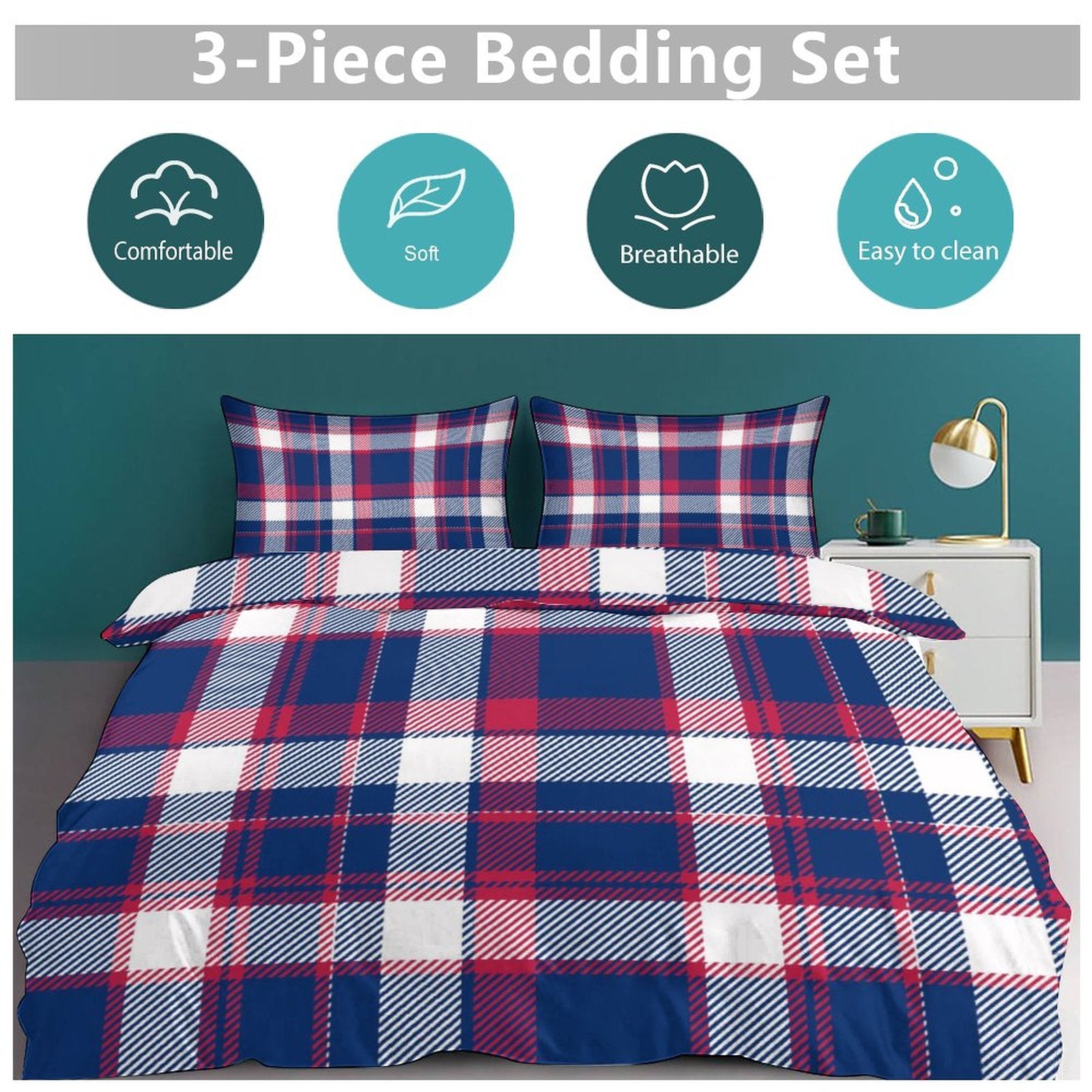 Queen 3-Piece Bedding Set-90"x90"/ 229x229cm