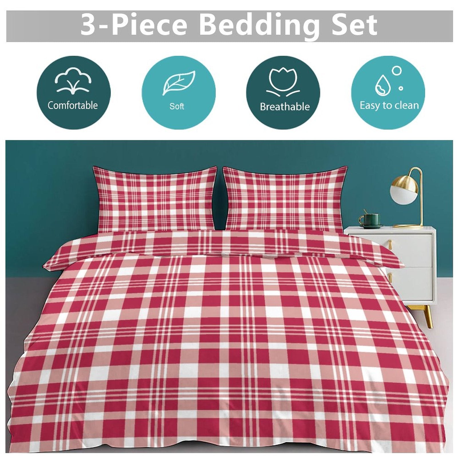 Queen 3-Piece Bedding Set-90"x90"/ 229x229cm